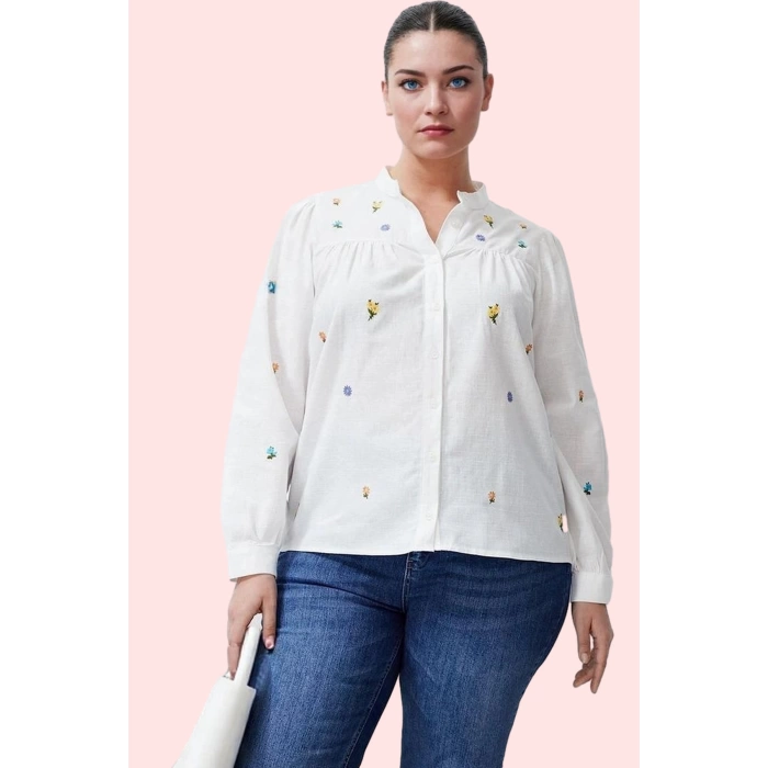 Kadın Polyester Uzun Kollu Dik Yaka Dokuma Gömlek Regular Casual Yaz Aylarının Vazgeçilmezi