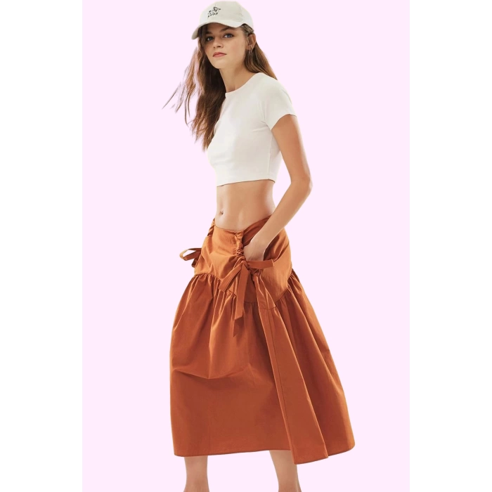 Kadın Poplin Dokuma Maxi Etek A line Kesim Casual Stil Yaz Günlük Kullanım Kaliteli Malzeme