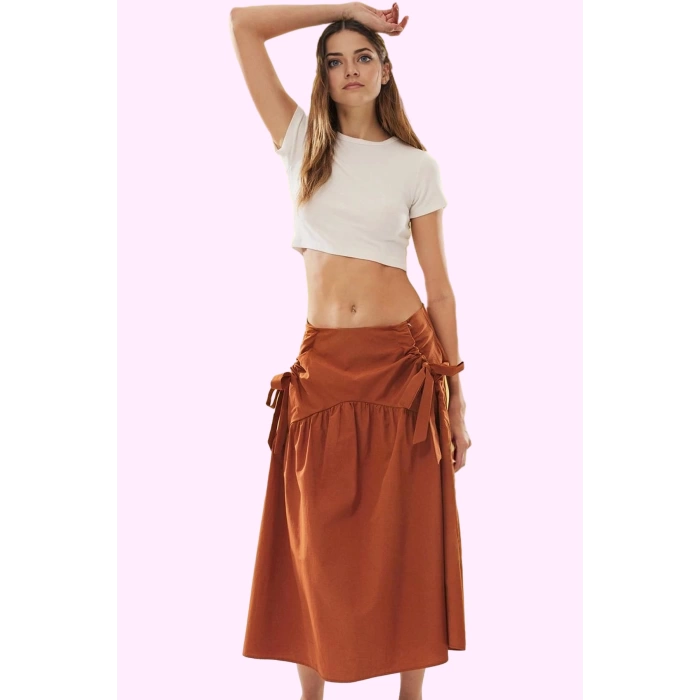 Kadın Poplin Dokuma Maxi Etek A line Kesim Casual Stil Yaz Günlük Kullanım Kaliteli Malzeme