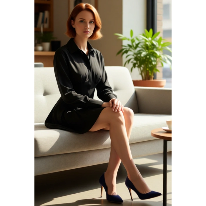 Kadın Poplin Gömlek Elbise Kahverengi Korse Detaylı Şık Mini Boy Uzun Kollu Tasarım Kaliteli