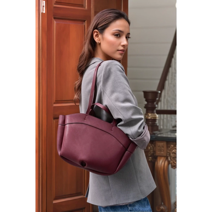 Kadın PU Deri Suni Süet Geniş Shopper Çanta Fermuarlı El ve Omuz Askılı Premium Kalite Uzun Ömürlü