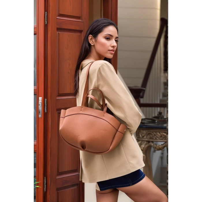 Kadın PU Deri Suni Süet Geniş Shopper Çanta Fermuarlı El ve Omuz Askılı Premium Kalite Uzun Ömürlü