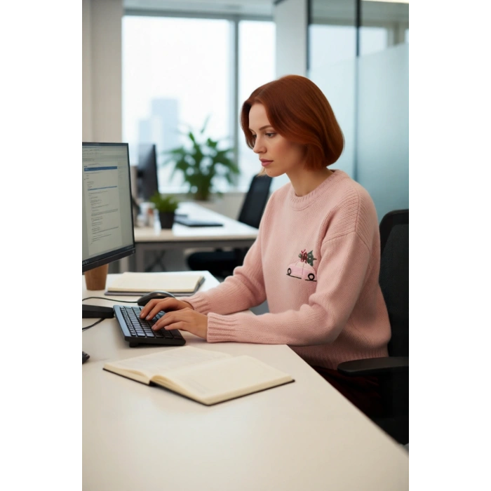 Kadın Rahat Kesim Yılbaşı Desenli Düşük Omuz Bisiklet Yaka Crop Triko Kazak Modeli Kaliteli