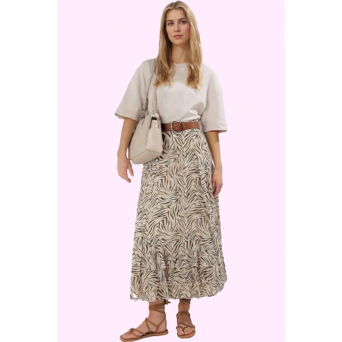 Kadın Rahat Kloş Maxi Etek Polyester Animal Desenli Tüm Sezonlar Yaz Aylarının Vazgeçilmezi
