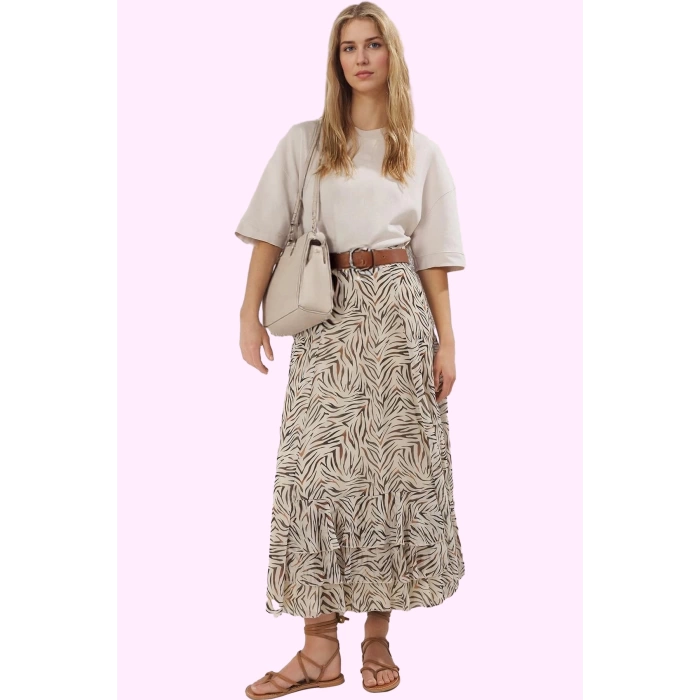 Kadın Rahat Kloş Maxi Etek Polyester Animal Desenli Tüm Sezonlar Yaz Aylarının Vazgeçilmezi