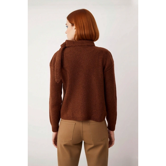 Kadın Rahat Şal Yaka Selanik Dokuma Triko Kazak Günlük Şıklık ve Konfor İçin İdeal Tercih Kaliteli