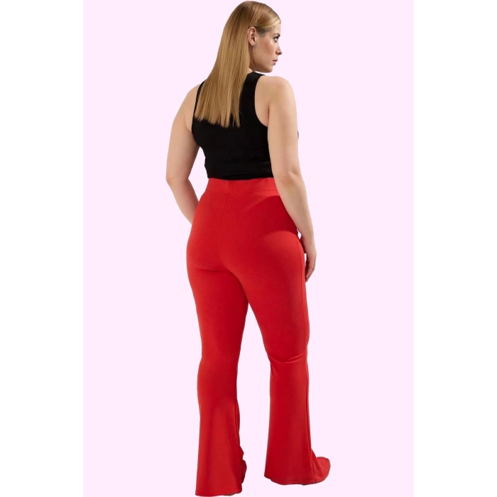 Kadın Regular Flare Pantolon Viskoz Polyester Elastan Yüksek Bel Günlük Yaz Aylarının Vazgeçilmezi