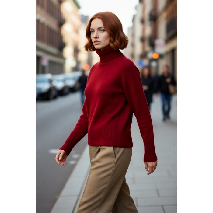 Kadın Regular Kalıp Balıkçı Yaka Reglan Kol Triko Kazak Kışlık Basic Kombinlerin Vazgeçilmezi