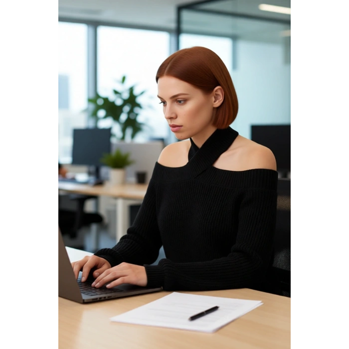 Kadın Regular Kalıp Carmen Yaka Detaylı Crop Boy Uzun Kollu Şık Akrilik Triko Kazak Kaliteli