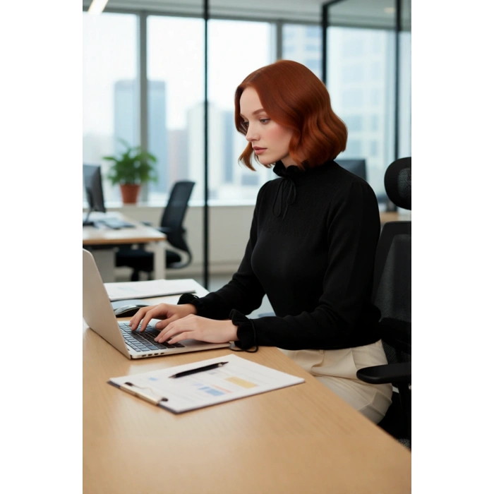 Kadın Regular Kalıp Dik Yaka Ajurlu Bağcıklı Detaylı Triko Kazak Kışlık Günlük Şık Kombinler İçin