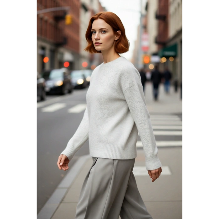 Kadın Regular Kalıp Düşük Kol Bisiklet Yaka Triko Kazak Kış Günleri İçin Rahat Şık Seçim Kaliteli