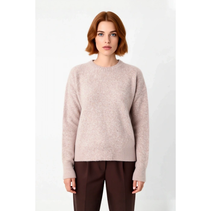 Kadın Regular Kalıp Düz Desen Bisiklet Yaka Triko Kazak Kışlık Sıcak Konforlu Günlük Stil Kaliteli