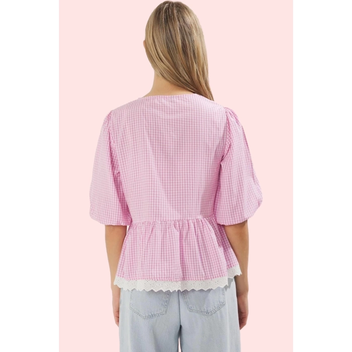 Kadın Regular Kalıp Ekose Terrycotton Gömlek Bisiklet Yaka Günlük Kombinler Modern Tasarım
