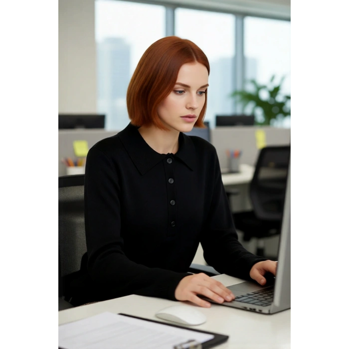 Kadın Regular Kalıp Polo Yaka Düz Uzun Kollu Triko Kazak Kış Sezonu İçin Şık Ve Rahat Bir Seçim.