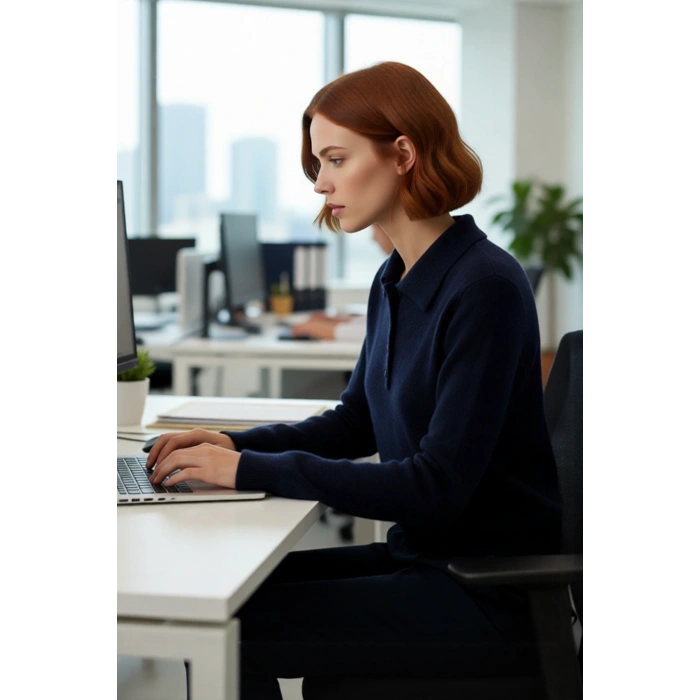 Kadın Regular Kalıp Polo Yaka Triko Kazak Kış Sezonu İçin Özel Tasarım Rahat Şık ve Konforlu