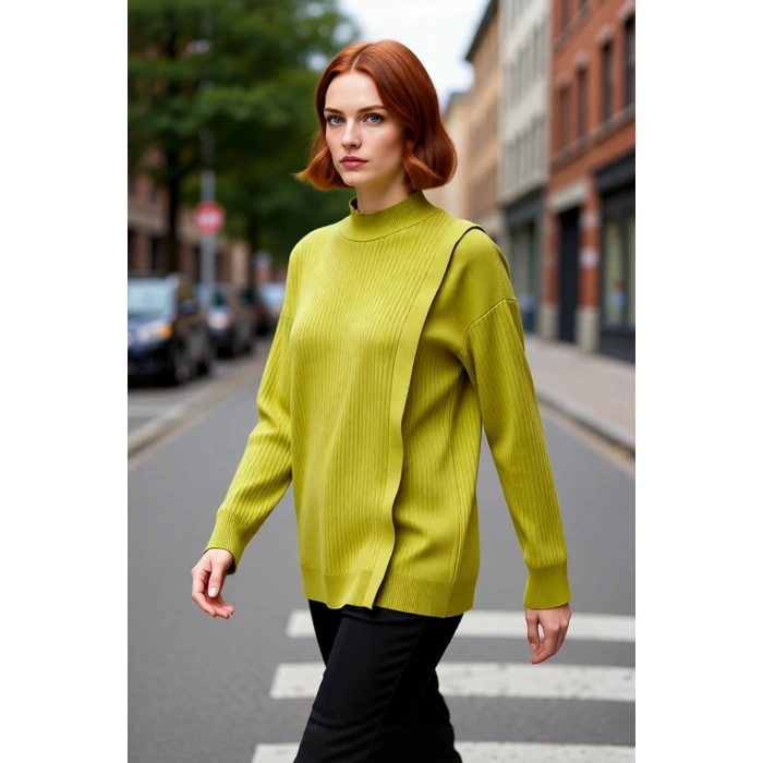 Kadın Regular Kalıp Ribana Dokulu Triko Kazak Tesettür Giyim İçin Şık Ve Rahat Uzun Kollu Tasarım