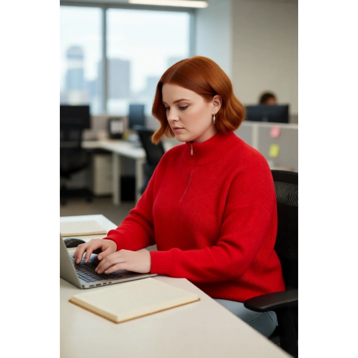 Kadın Regular Kalıp Uzun Düşük Kollu Fermuarlı Dik Yaka Selanik Dokuma Basic Triko Kazak Kaliteli