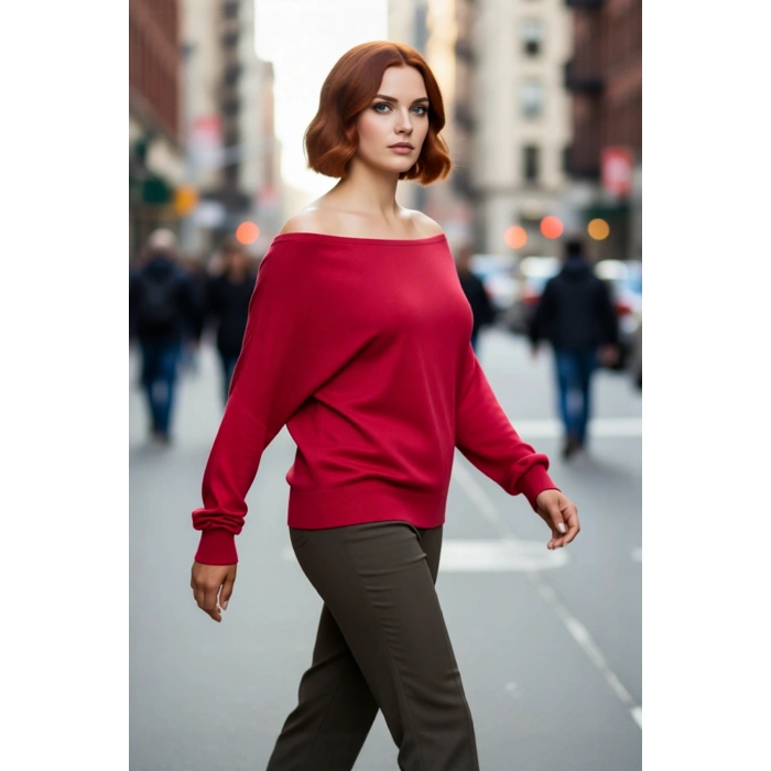 Kadın Regular Kalıp Uzun Kollu Düz Triko Kazak İlkbahar Sonbahar Günlerine Rahatlık Katar Kaliteli