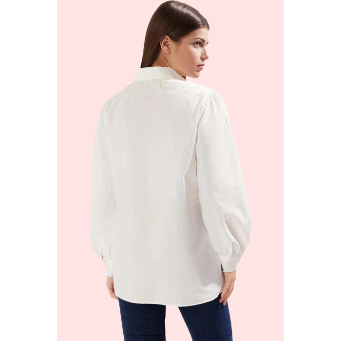 Kadın Regular Kalıp Uzun Kollu Pamuk Polyester Gömlek Modern Günlük Stil Dayanıklı Malzeme
