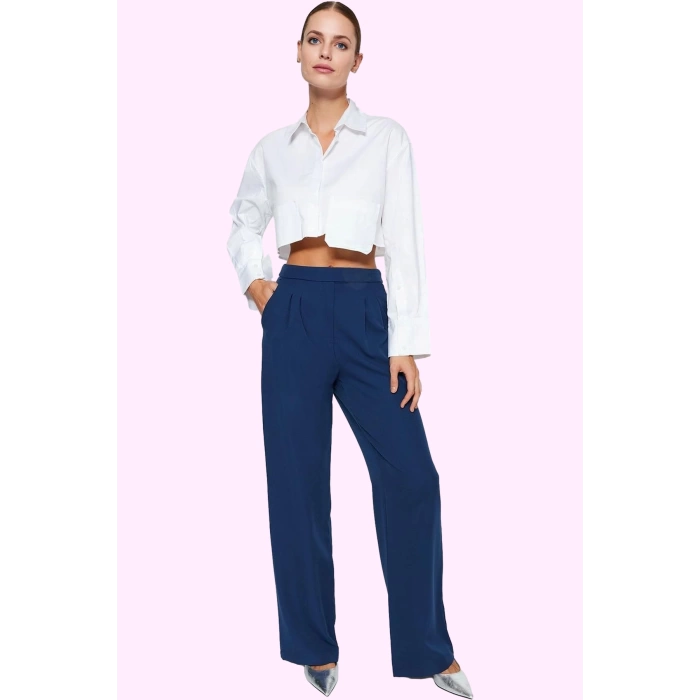 Kadın Regular Pantolon Finike Dokuma Kumaş Casual Stil Rahat Kesim Yaz Aylarının Vazgeçilmezi