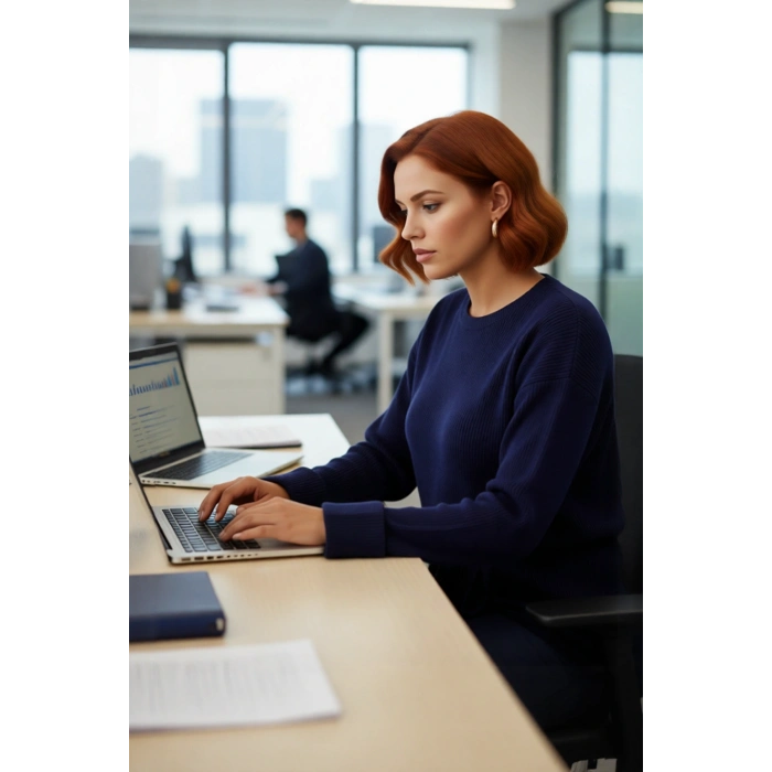 Kadın Relaxed Kalıp Beli Kuşaklı Bisiklet Yaka Uzun Düz Fitilli Triko Kazak Günlük Kullanım İçin