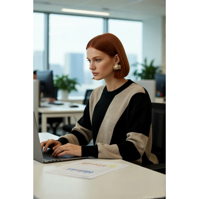 Kadın Relaxed Kalıp Bisiklet Yaka Renk Bloklu Düşük Kollu Akrilik Triko Kazak Günlük Şıklık Sunar