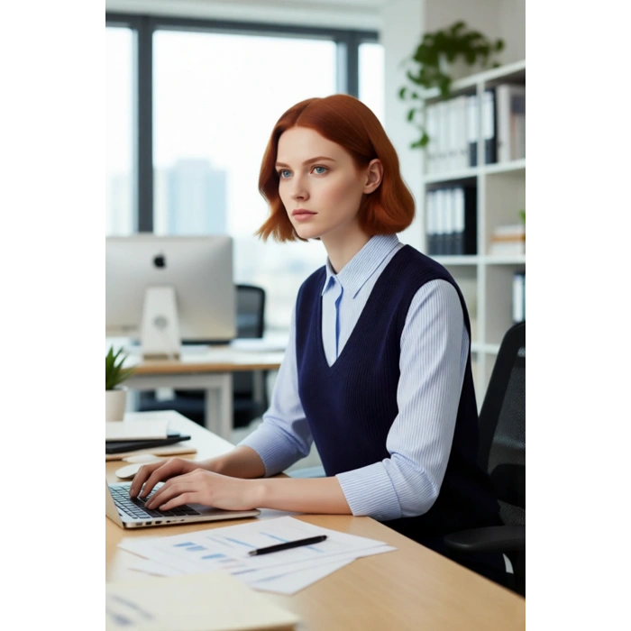 Kadın Relaxed Kalıp V Yaka Çizgili Gömlek Detaylı Uzun Kollu Selanik Dokuma Triko Kazak Kışlık