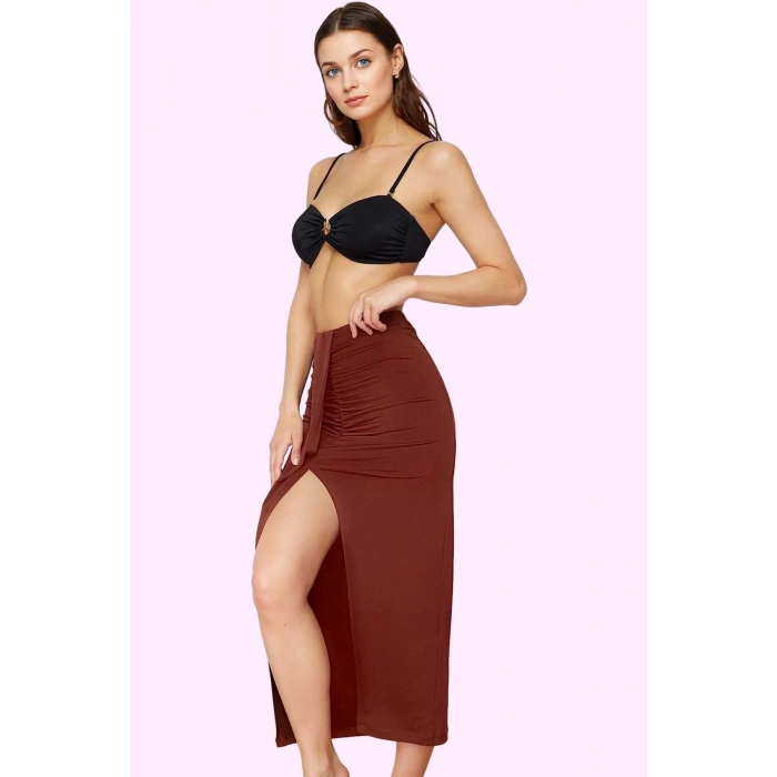 Kadın Sandy Dokuma Plaj Eteği Maxi Boy Sarong Stil Rahat Yazlık Yaz Aylarının Vazgeçilmezi