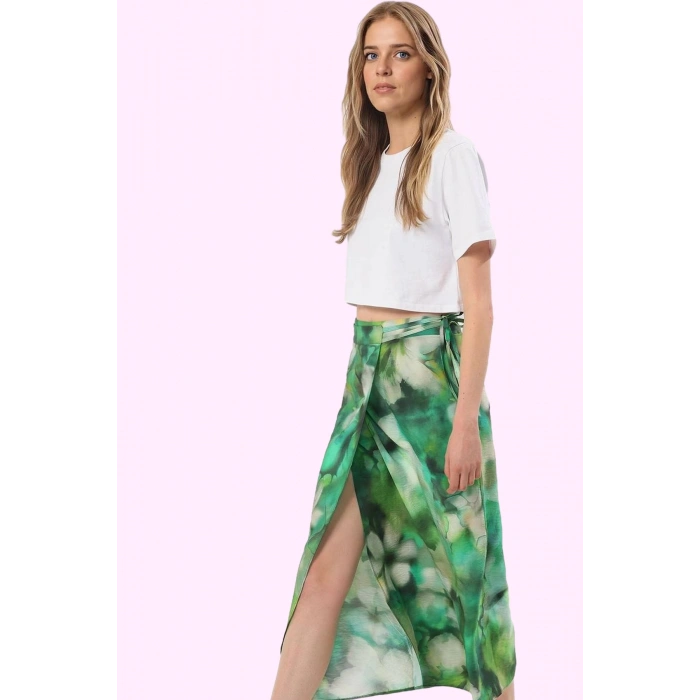 Kadın Sarong Siluet Midi Etek Yırtmaçlı Anvelop Batik Desenli Yazlık Yaz Aylarının Vazgeçilmezi