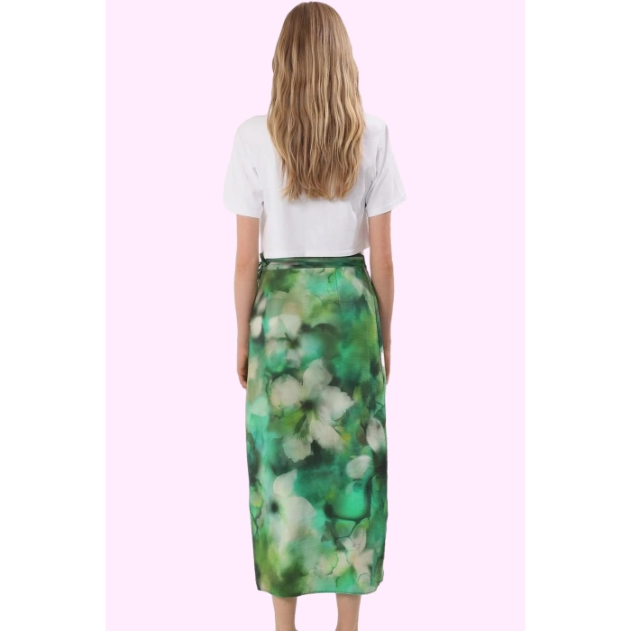 Kadın Sarong Siluet Midi Etek Yırtmaçlı Anvelop Batik Desenli Yazlık Yaz Aylarının Vazgeçilmezi