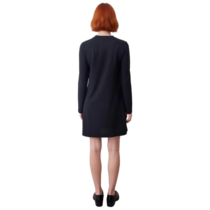 Kadın Shift Kalıp Uzun Kollu Taş Detaylı Bisiklet Yaka Örme Mini Elbise Şık Kışlık Kombinler İçin