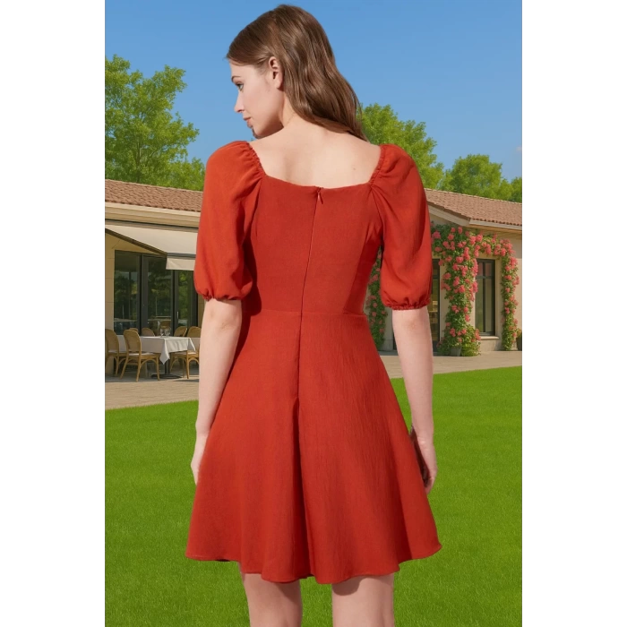Kadın Şık A Kesim Mini Elbise Pamuk Polyester Dokuma Kumaş Şık Görünüm Özenle Seçilmiş Mükemmel Uyum