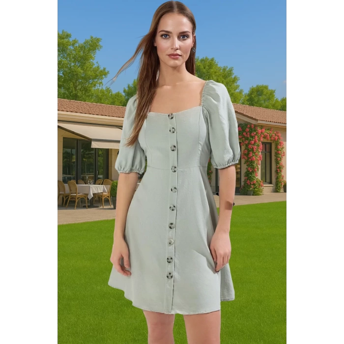 Kadın Şık A Kesim Mini Elbise Pamuk Polyester Dokuma Kumaş Şık Görünüm Özenle Seçilmiş Mükemmel Uyum