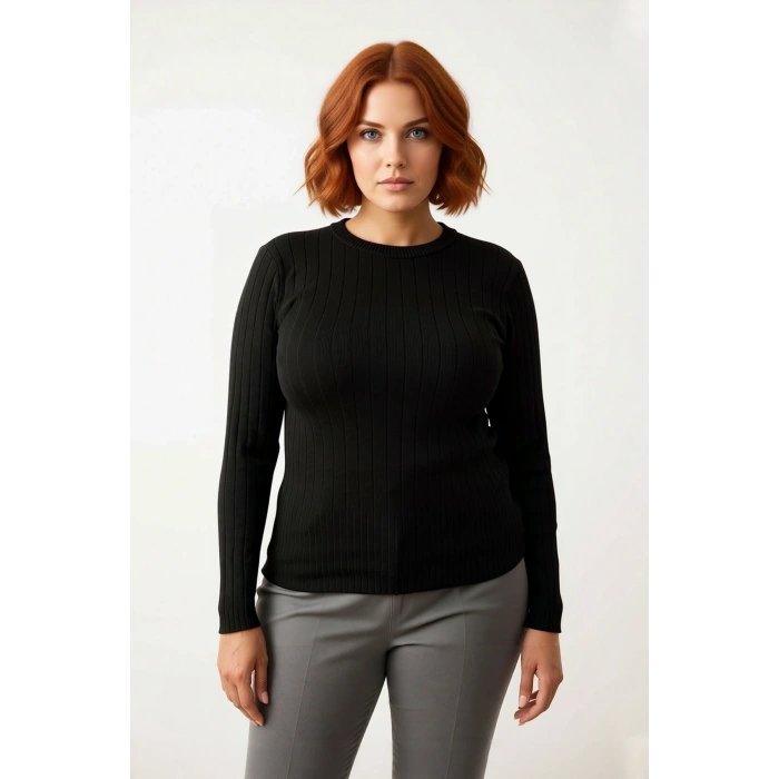 Kadın Şık Bodycone Fitilli Triko Bluz Standart Kol Bisiklet Yaka Casual Tarz Mevsimlik Kullanım İçin