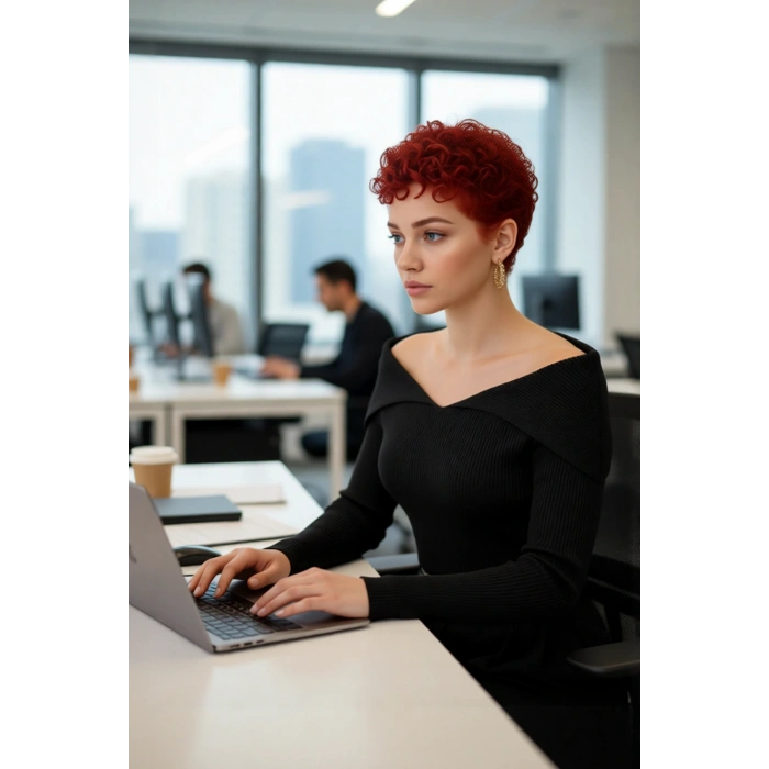 Kadın Şık Devrik Yaka Fitilli Triko Üst Fitted Kesim Uzun Kol Crop Model İlkbahar Sonbahar