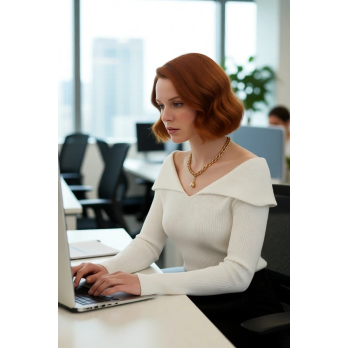 Kadın Şık Devrik Yaka Fitilli Triko Üst Fitted Kesim Uzun Kol Crop Model İlkbahar Sonbahar