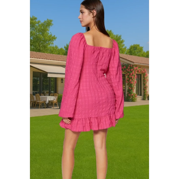 Kadın Şık Mini Elbise Göğüsten Bağlamalı Polyester Kumaş Yazlık Özel Günler Modern Stil