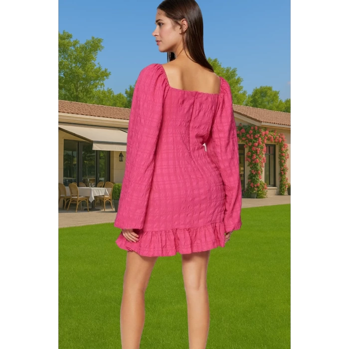 Kadın Şık Mini Elbise Göğüsten Bağlamalı Polyester Kumaş Yazlık Özel Günler Modern Stil