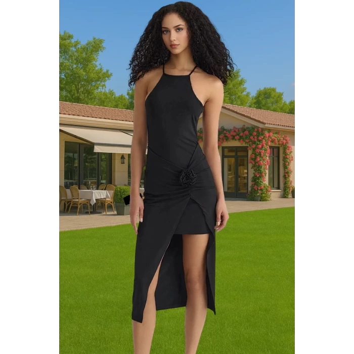 Kadın Şık Örme Midi Elbise Polyester Elastan Düz Kesim Rahat Kullanım Günlük Kullanım İçin