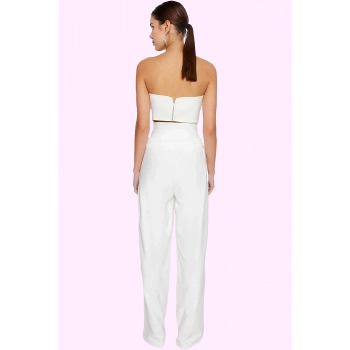 Kadın Şık Pantolon Geniş Paça Yüksek Bel Polyester Karışımlı Kumaş Yaz Aylarının Vazgeçilmezi
