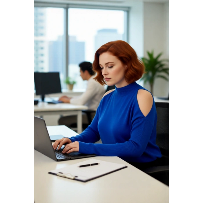 Kadın Şık Relaxed Kalıp Dik Yaka Uzun Kollu Omzu Açık Detaylı Tarz Akrilik Triko Kazak Kaliteli