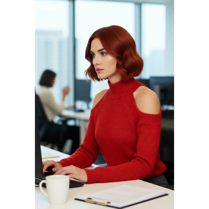 Kadın Sim Detaylı Dik Yaka Regular Kalıp Reglan Kol Triko Omuz Kesimli Soğuk Hava Kazağı Kaliteli