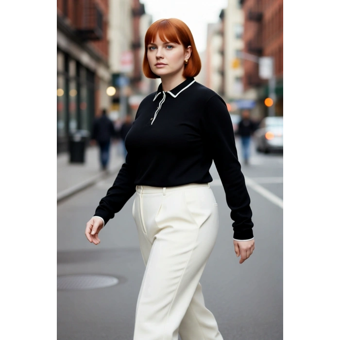 Kadın Siyah Düz Polo Yaka Triko Kazak Casual Tarz Regular Kalıp Kışlık Uzun Kollu Konforlu Seçim