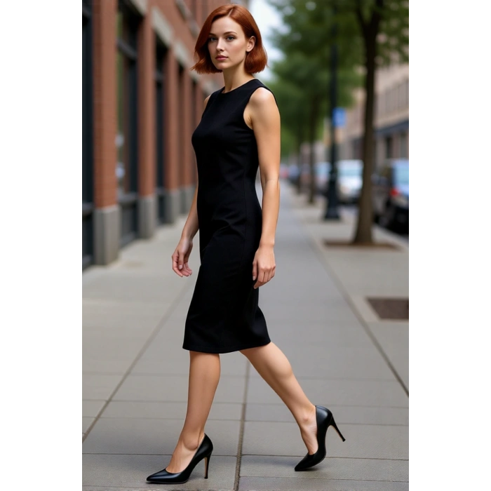 Kadın Siyah Kolsuz Midi Triko Shift Kalıp Elbise İnce Yapısıyla Gün Boyu Şıklık ve Konfor Sunar