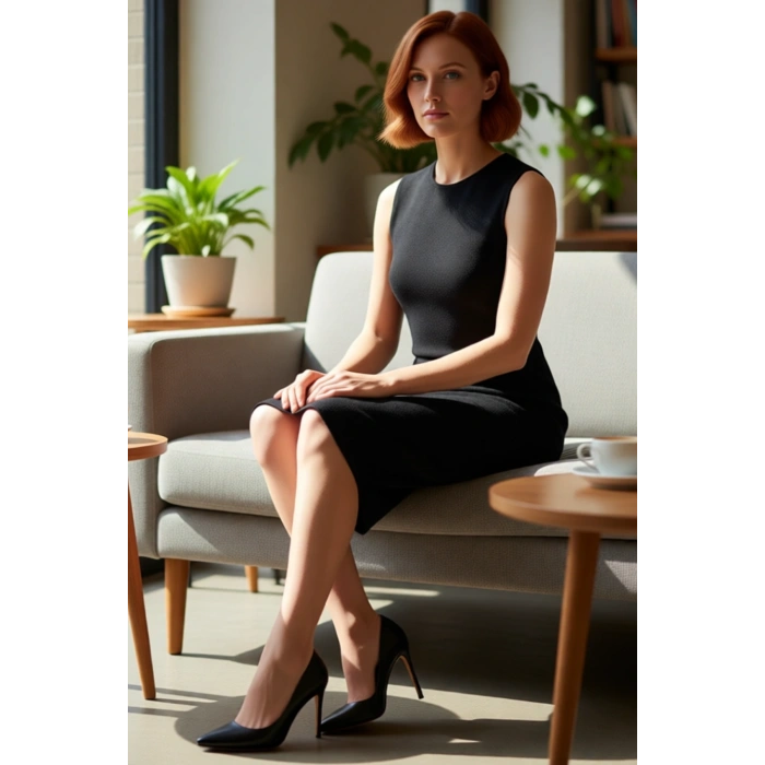 Kadın Siyah Kolsuz Midi Triko Shift Kalıp Elbise İnce Yapısıyla Gün Boyu Şıklık ve Konfor Sunar