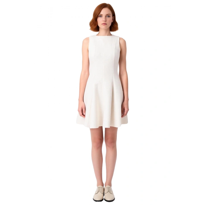 Kadın Skater Kalıp Bisiklet Yaka Tüvit Dokuma Düz Mini Elbise Şık Gündüz Gece Kullanım Kış Sezonu