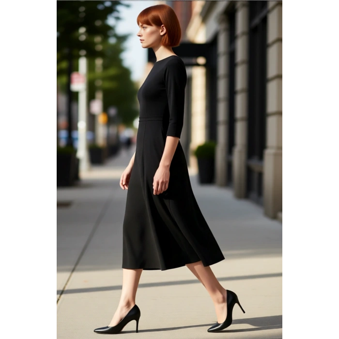 Kadın Skater Kalıp Kayık Yaka Midi Elbise Şık Ve Rahat Tarzıyla Günlük Özel Anlar İçin İdeal