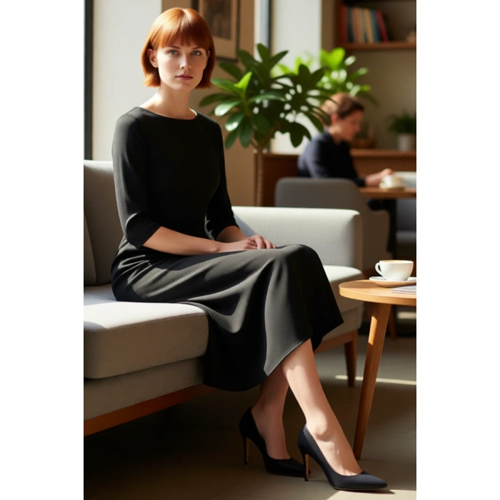 Kadın Skater Kalıp Kayık Yaka Midi Elbise Şık Ve Rahat Tarzıyla Günlük Özel Anlar İçin İdeal