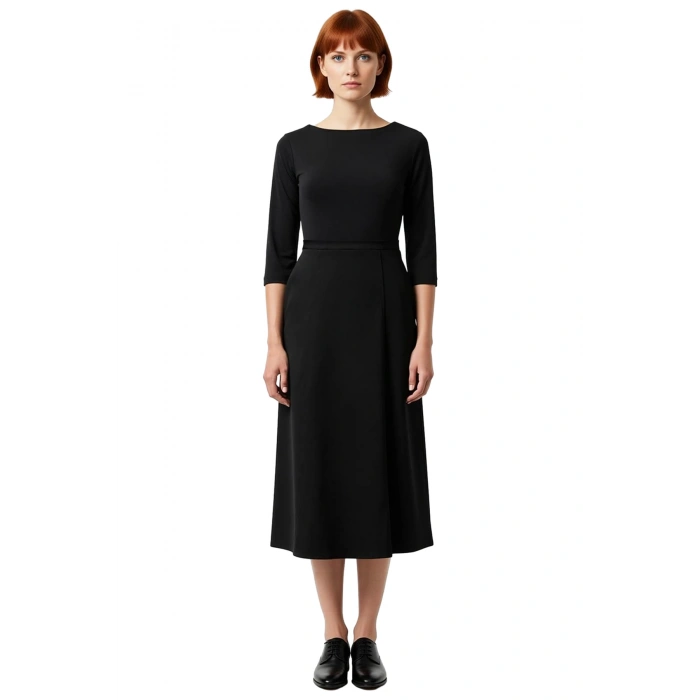 Kadın Skater Kalıp Kayık Yaka Midi Elbise Şık Ve Rahat Tarzıyla Günlük Özel Anlar İçin İdeal