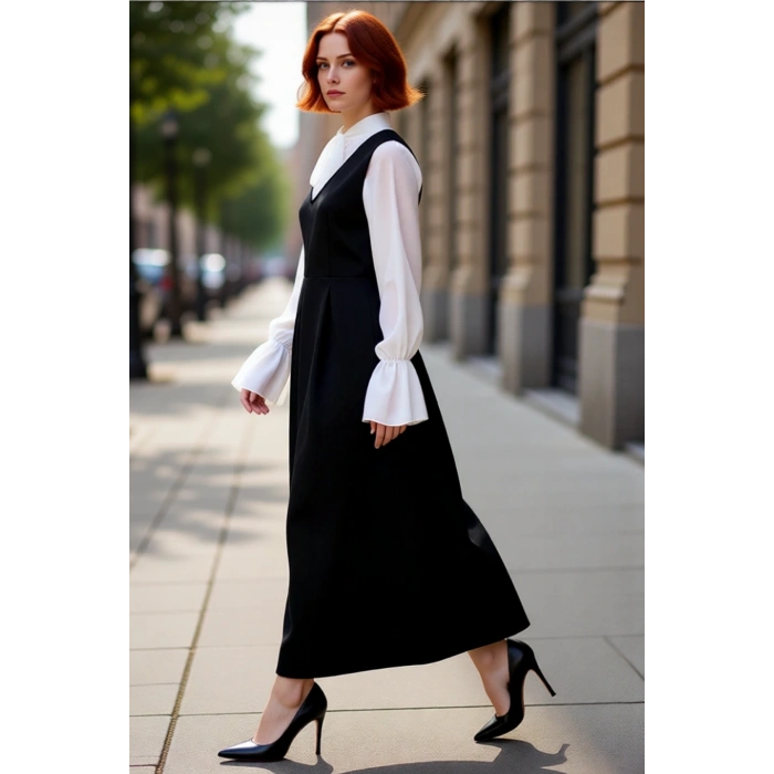 Kadın Skater Kesim V Yaka Kolsuz Dalgıç Maxi Elbise Tesettür Şıklığı Kış Kombinleri İçin Kaliteli